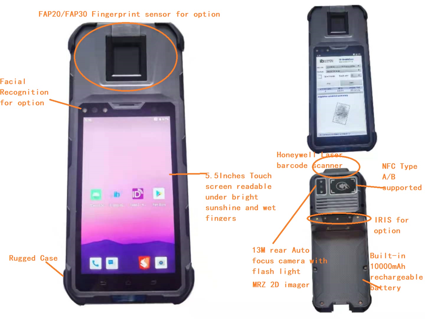 Android biometric IRIS facial terminal